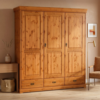Armario de madera para habitación de estilo moderno con estantes multifuncionales.