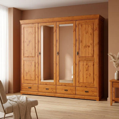 Armario de estilo rústico para dormitorio de madera en color marrón, nuevo.