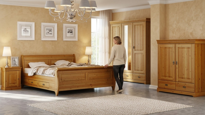 Diseño de conjuntos de dormitorio completo cama armario mesita de noche 5 piezas.