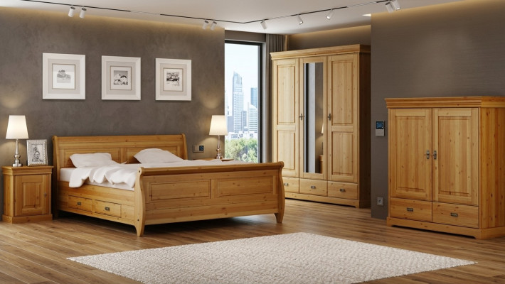 Diseño de conjuntos de dormitorio completo cama armario mesita de noche 5 piezas.