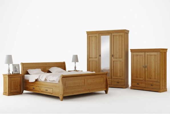 Diseño de conjuntos de dormitorio completo cama armario mesita de noche 5 piezas.