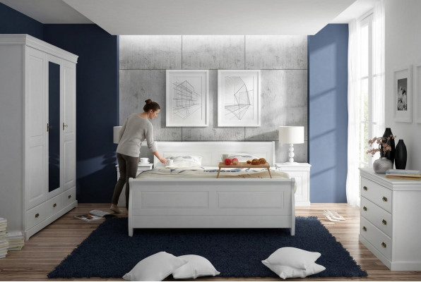 Mueble de dormitorio conjunto Diseño cama 2x mesa de noche cómoda armario nuevo 5 piezas