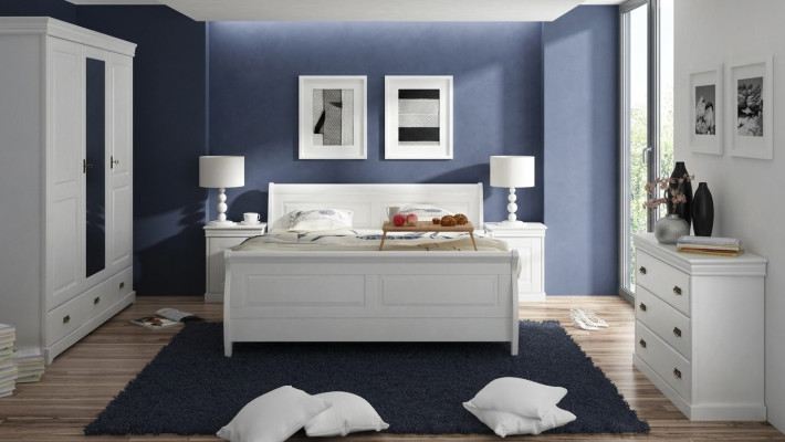 Mueble de dormitorio conjunto Diseño cama 2x mesa de noche cómoda armario nuevo 5 piezas