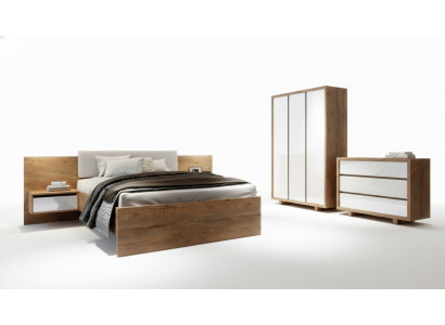 Juego de dormitorio completo Cama Mesita de noche Armario Cómoda Diseño de 5 piezas.