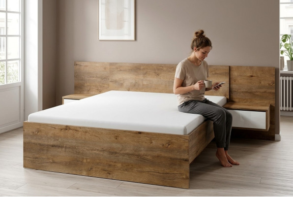 Dormitorio Moderno Muebles de Madera Nueva Cama Diseño de Tapicería Lujo Camas de Hotel Dobles