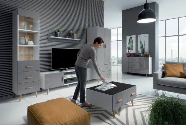 Sala de estar estilo moderno conjunto de 4 piezas para salón moderno vitrinas estantería armario.