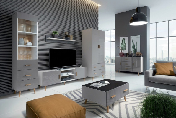 Sala de estar estilo moderno conjunto de 4 piezas para salón moderno vitrinas estantería armario.