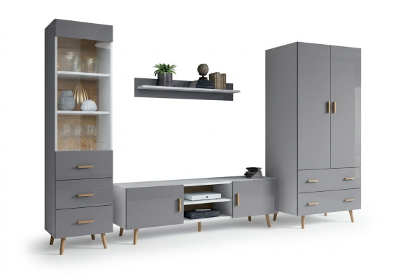 Sala de estar estilo moderno conjunto de 4 piezas para salón moderno vitrinas estantería armario.