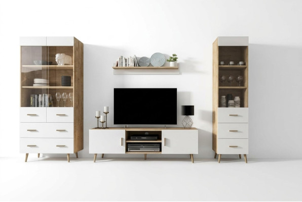 Mueble de salón, conjunto de sala de estar, vitrina, cómoda, estante de pared, vitrinas, juegos de muebles de 4 piezas.