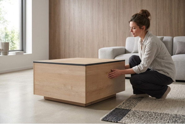 Mesa auxiliar Mesa de centro Madera maciza Mobiliario Muebles Roble 80x80cm Nuevo Mesas