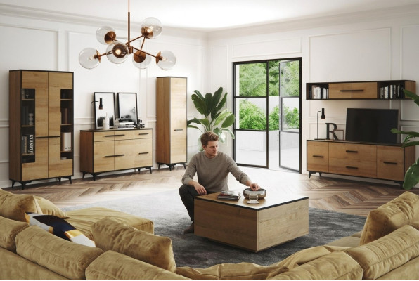 Cómoda Armario Soporte de TV Estante Sala de estar Juego de muebles de 6 piezas. Mueble pared del salónconjunto de paredes.