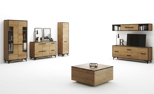 Cómoda Armario Soporte de TV Estante Sala de estar Juego de muebles de 6 piezas. Mueble pared del salónconjunto de paredes.