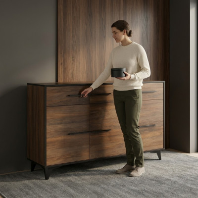 Cómoda Diseñador Cómodas Gabinete de cajones Gabinete Diseño Madera Estante Marrón