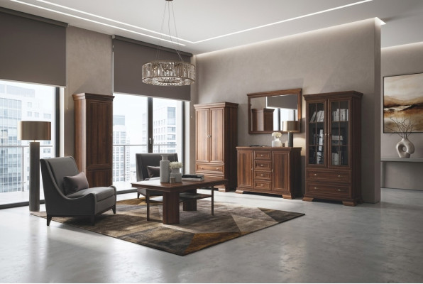 Conjunto vitrina cómoda de 4 piezas. Mueble de madera estantería sala de estar grupo de pared de estar.