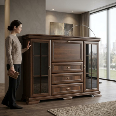 Aparador de salón de 158 cm XXL Muebles bajos Madera Cómoda Buffets Cajoneras