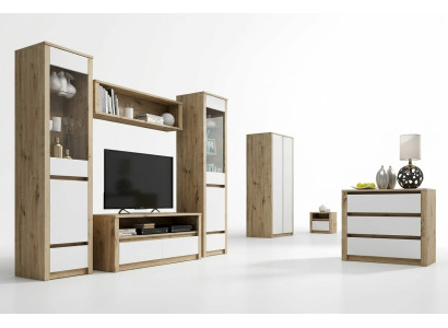 Diseño conjunto de sala de estar Vitrina 2x cómoda mural estante gabinete 4 piezas.