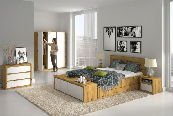 Diseño de dormitorio de lujo cama mesita de noche cómoda conjunto de dormitorio de 6 piezas Hotel