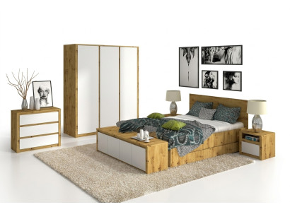 Diseño de dormitorio de lujo cama mesita de noche cómoda conjunto de dormitorio de 6 piezas Hotel
