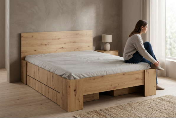 Cama clásica Cama matrimonial Doble cama Cama de madera Dormitorio rural Hotel
