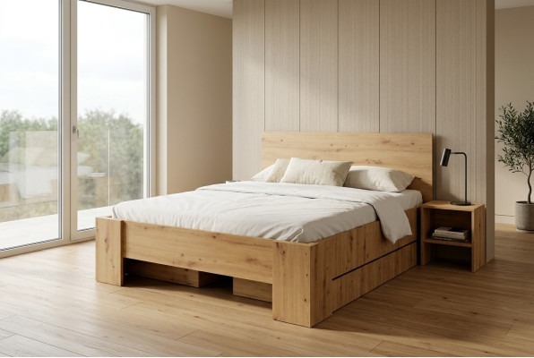 Cama clásica Cama matrimonial Doble cama Cama de madera Dormitorio rural Hotel