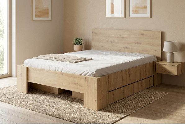 Diseño de lujo de muebles de hotel doble de madera, camas de dormitorio, nuevo marco de cama.