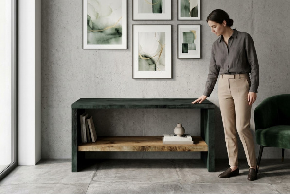 Mesa de centro de madera maciza de 120x60 cm.