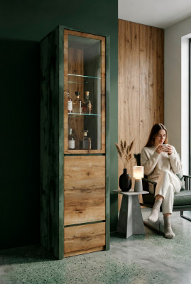 Vitrinas, muebles macizos de madera, armarios nuevos, vitrina de madera auténtica, armario alto de cristal