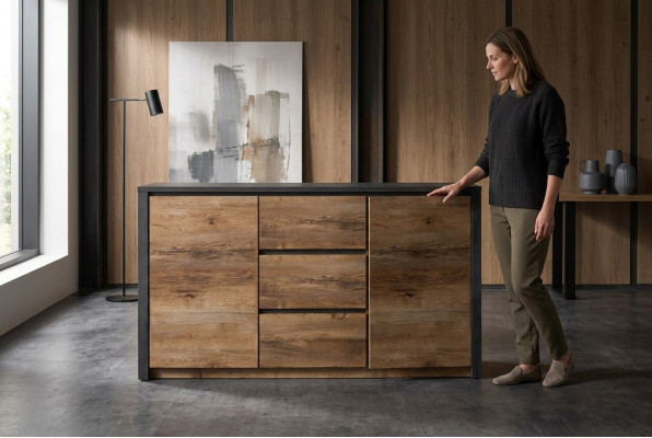Cómoda de lujo cómoda aparador de tablero bajo diseño de muebles de armario de madera Aparador.