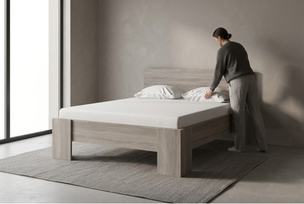 Muebles de diseño de lujo para dormitorio cama de madera estilo casa de campo cama doble de madera.
