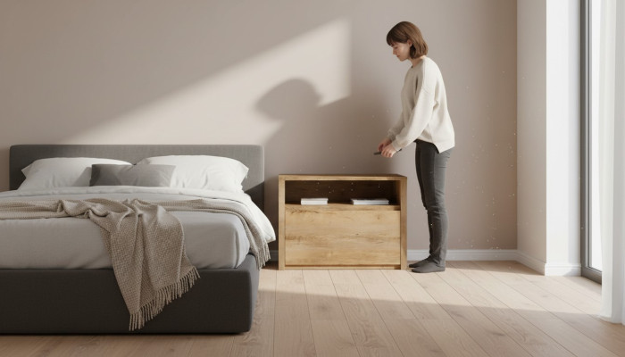 Mesa de noche, mesita de noche, cómoda, consola, mesita auxiliar con cajón, consolas de diseño.