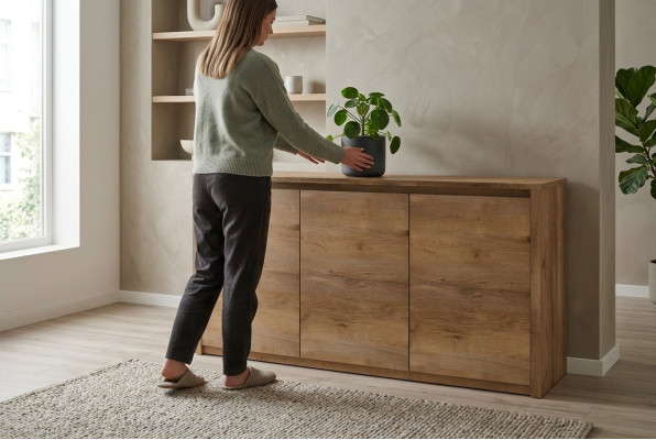 Moderno aparador de madera cómoda aparadores armario del salón de 130 cm XL tableros bajos