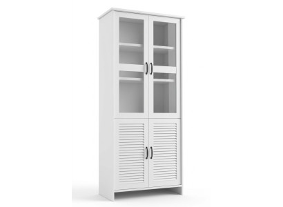 Mueble de madera y vidrio Blanco Mueble de estilo rústico Vitrina Armario