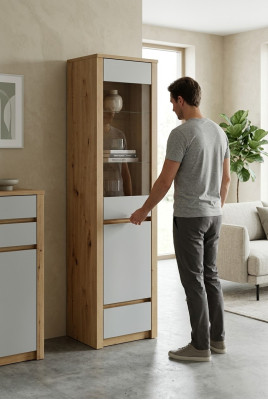 Armario de ropa hecho a mano de madera maciza Vitrina de vidrio Armario de madera Sala de estar