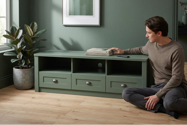 Mueble de televisión de estilo rústico, aparador de RTV, mueble de madera.