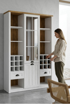 Vidrio del armario de barra de cristal de las vitrinas en casa, muebles de mostrador de libros de madera de la pared.