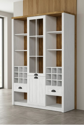 Vidrio del armario de barra de cristal de las vitrinas en casa, muebles de mostrador de libros de madera de la pared.