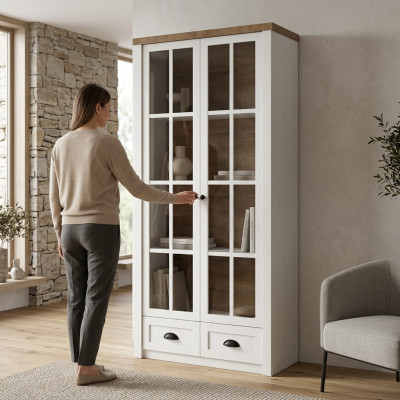 Clásico Vitrina de cristal Bar Mueble de madera Armario de vidrio Aparador Vitrina Aparador Sala de estar
