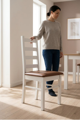 Muebles clásicos de comedor Silla de madera Diseño de sillas Sillón de madera Tapizado