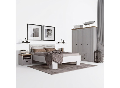 Cama mesita de noche armario de 4 piezas juego de dormitorio diseño Art Deco casa de campo