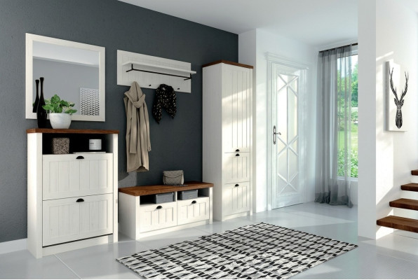 Conjunto de perchero de madera con almacenamiento de puerta 5 piezas Nuevo entrada armarios de pasillo Set