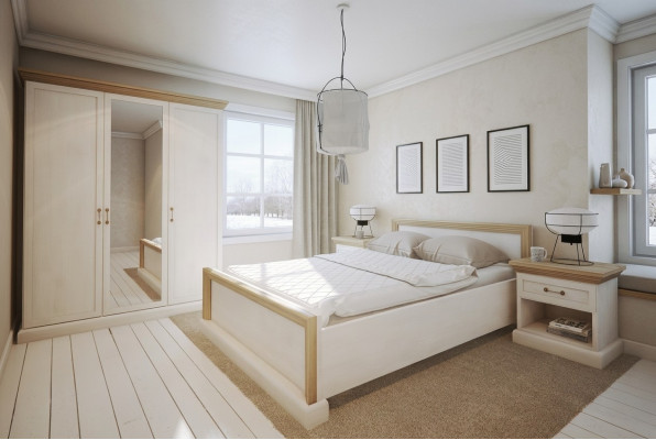 Dormitorio Set Diseño Moderno Lujo Camas Cama Mesita de Noche Armario 4 piezas