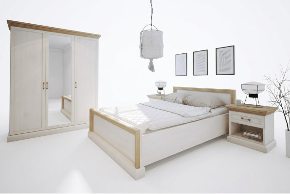 Dormitorio Set Diseño Moderno Lujo Camas Cama Mesita de Noche Armario 4 piezas