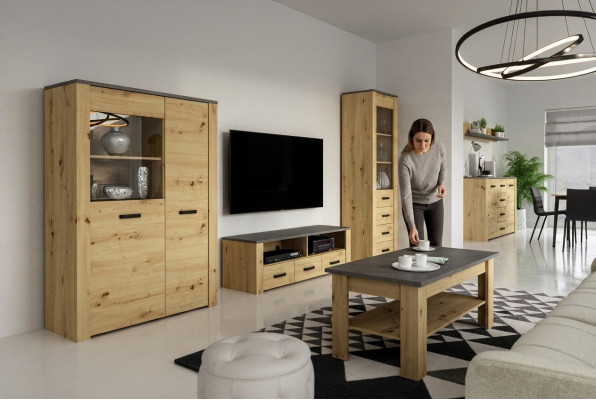 Aparador de sala de estar 2x vitrina 3 piezas conjunto de pared de sala nuevo conjunto de muebles de sala diseñador.