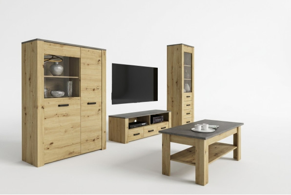 Aparador de sala de estar 2x vitrina 3 piezas conjunto de pared de sala nuevo conjunto de muebles de sala diseñador.