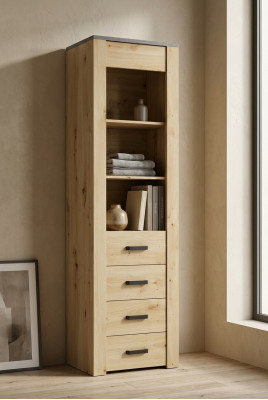 Armario de comedor Vitrina independiente Estante Vitrinas Vitrina XL-W1D Madera Moderno Armario