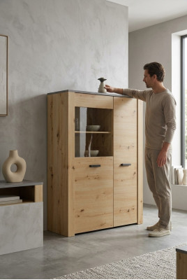Vitrina Diseño Armario Salón Bar Aparador Vitrinas de Casa de Campo Armarios de Madera