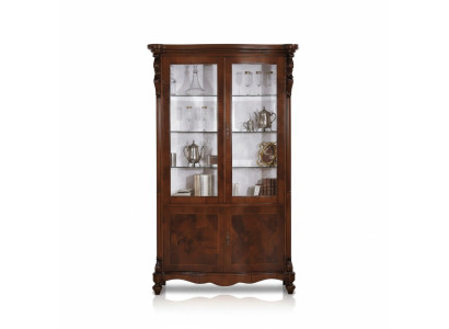 Muebles de madera de lujo Armario Vitrina Estante Archivador Armario de cristal Antiguo
