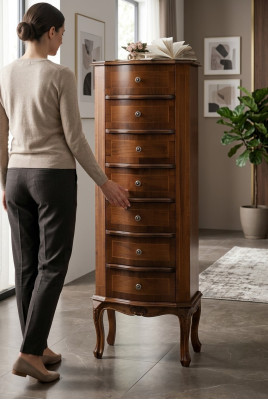 Cómoda con 6 cajones Aparador blanco Aparador de madera Gabinete de cajones Armario