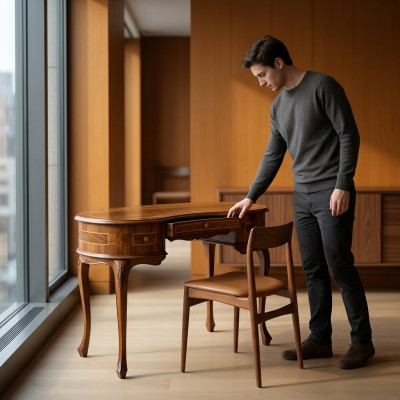 Escritorio de oficina Secretaría Mesa Oficina Escritorios Muebles de madera maciza de estilo antiguo italiano.