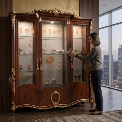 Vitrina armario de 3 puertas Vitrinas armario de sala de estar gabinete de diseño muebles de vidrio nuevo